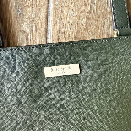 Kate Spade New York Tote Bag used, olive green with zipper