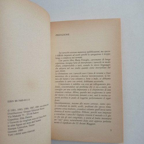 I Tarocchi book used, Italian