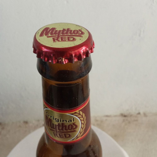 Mythos Red collectible beer bottle, Greek 2000s