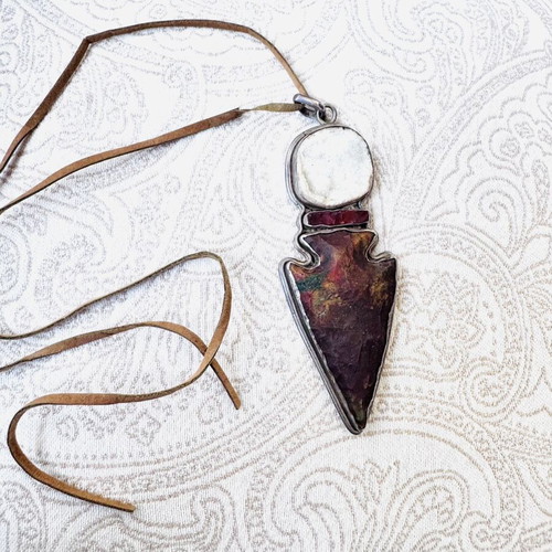 Handmade 925 Silver Arrow Pendant with Precious Stones, Vintage 1960
