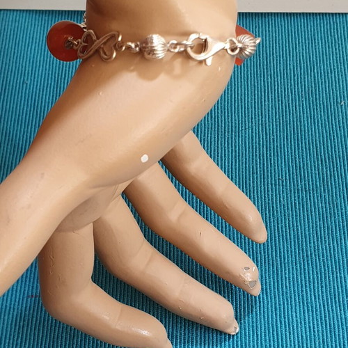 Silver 925 bracelet with carnelian stones used