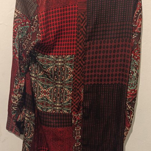 Zara Patchwork Print Satin Shirt Dress size S like new