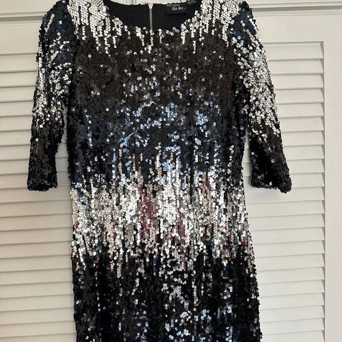 Mini sequin dress dark blue and silver used, size S