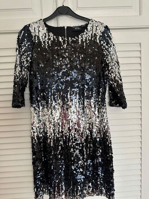 Mini sequin dress dark blue and silver used, size S