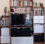 Neoset bookcase used with space for TV