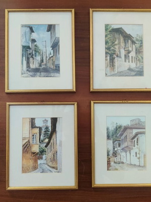 Watercolors by H. Christodoulidis, pack of 4, like new, framed