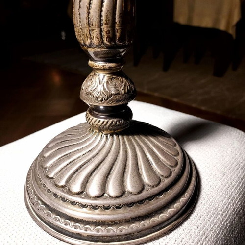 Three-Arm Candlestick 925 Sterling Silver Used, Baroque Style