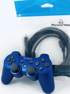 Blue PS3 PlayStation 3 controller with 3m charging cable VX7 165