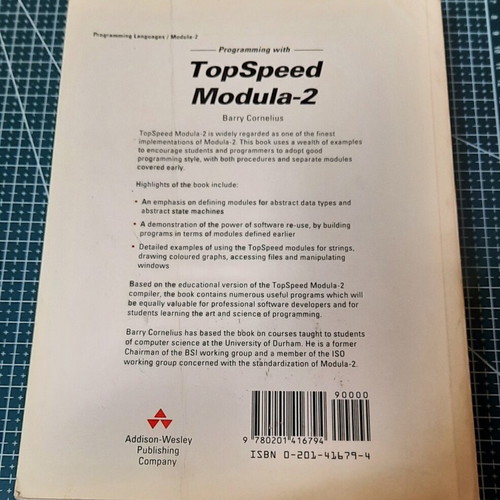Programming with TopSpeed Modula-2 by Barry Cornelius used book