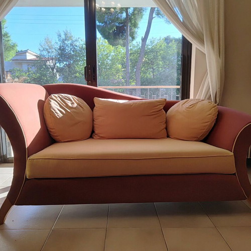 Living room sofa, stools and coffee table set like new by Eleni Natsi