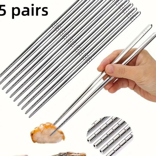 Spices Bazaar stainless steel chopsticks set of 5 pairs new