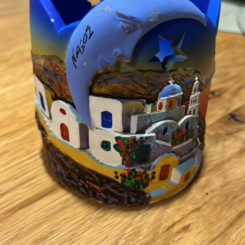 Naxos souvenir ceramic hand-painted lantern used