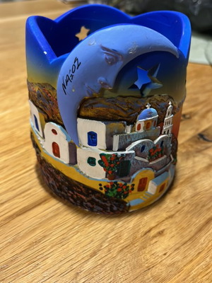 Naxos souvenir ceramic hand-painted lantern used