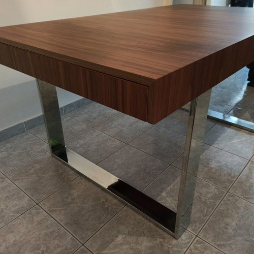 Neo Katoikein dining table like new, 160x90 cm, walnut wood with chrome base