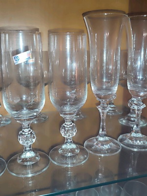 Champagne glasses new, set of 6 Bohemian crystal