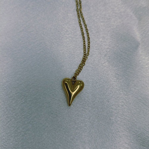 Stainless steel necklace with gold heart pendant new