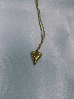 Stainless steel necklace with gold heart pendant new