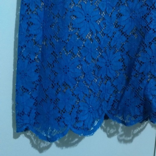 Blue lace dress handmade, A-line, mini, 1960s