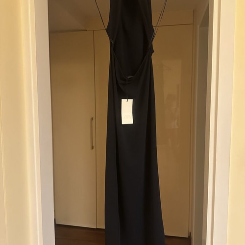 Zara Elegant Halter Maxi Dress, navy blue, size S