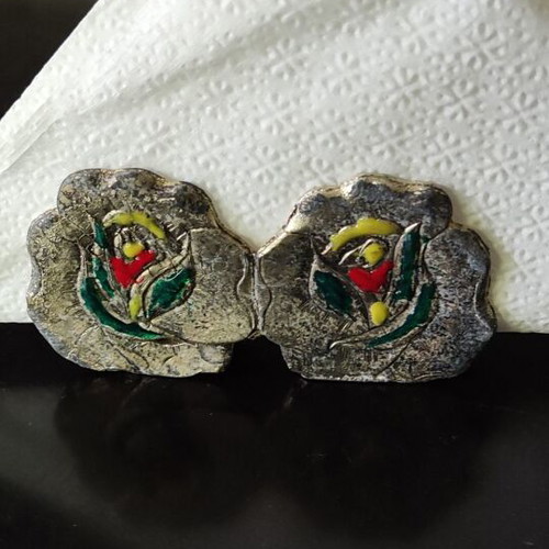 Napkin holder used, old handpainted with enamel
