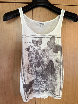 Casual top S-M with thin chains on sides like new, white and grey