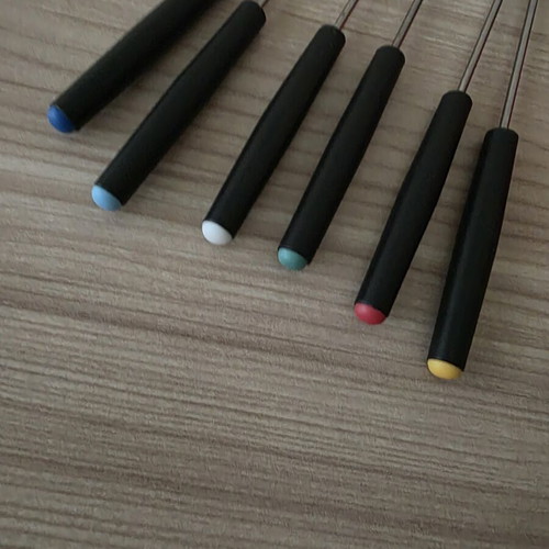 Fondue forks set of 6 nearly new with colored handles