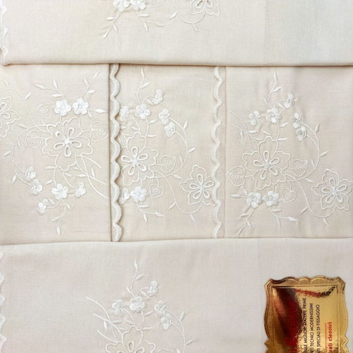 Bridal Double Bed Sheet Set with Embroidery, 4 Pieces, Cotton, New
