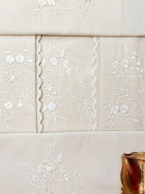 Bridal Double Bed Sheet Set with Embroidery, 4 Pieces, Cotton, New
