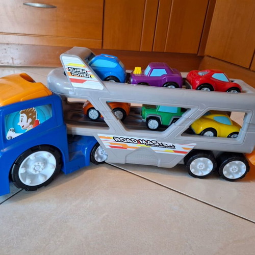 Toy truck with cars, used, complete set
