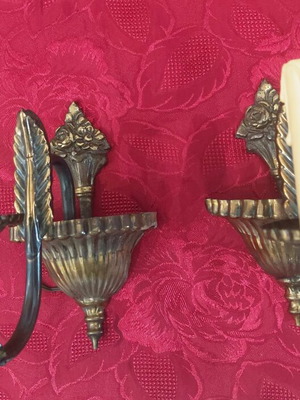 Two vintage brass wall sconces from the 1960s