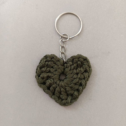 Crochet keychain green heart new