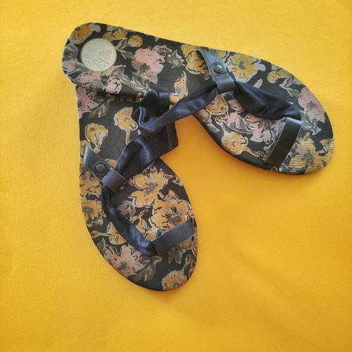 Vintage Diesel 1978 sandals used with floral print and satin ribbon