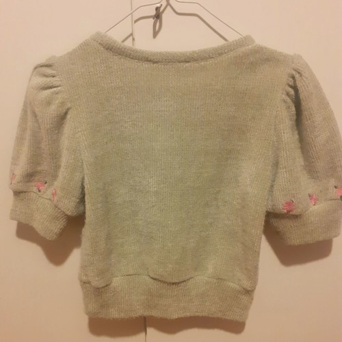 Zara knitted blouse almost new, size Medium, light green with pink flowers