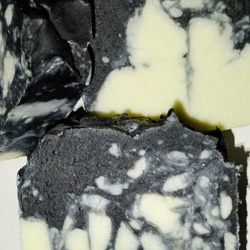 Handmade soap with activated charcoal, witch hazel, olive oil, castor oil, coconut oil & shea butter