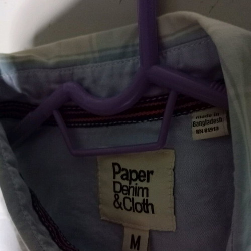 Paper Denim & Cloth short sleeve shirt new, 100% cotton, white and blue