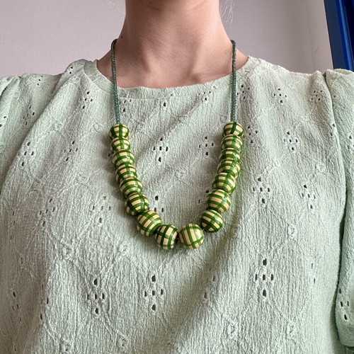 Nice Things necklace used with wooden and plastic beads