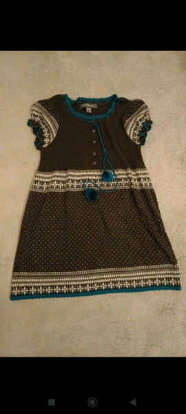 Μπλουζοφορεμα πλεκτό( με μαλλί) ζεστό με vintage print & pompon attrattivo