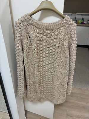 H&M Oversized Μακρύ Πουλόβερ Μπεζ Σαν Καινούργιο