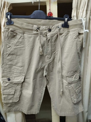 Men's Cargo Bermuda Shorts with Elastic Waistband New Beige