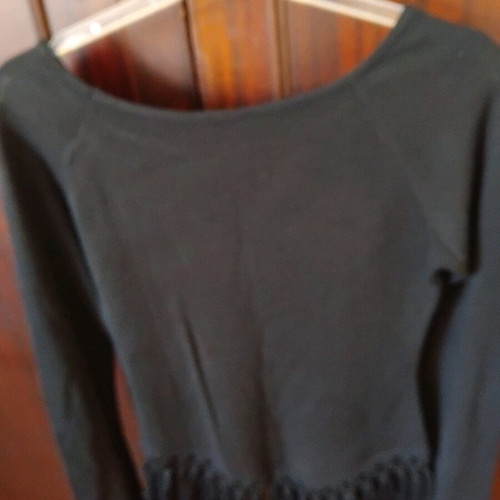 Italian sweater with fringes and embroidery like new, black, size S