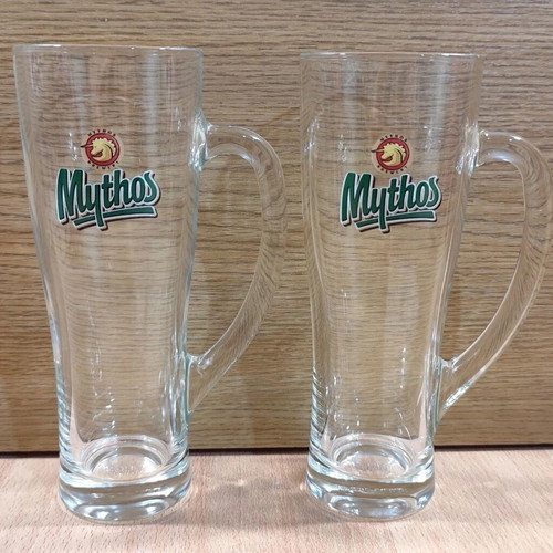 Mythos 2 glass collectible beer mugs 300ml new