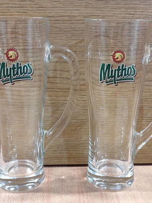 Mythos 2 γυάλινα συλλεκτικά ποτήρια μπύρας 300ml καινούργια
