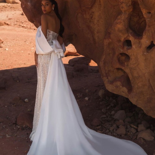 Giovanna Alessandro wedding dress, Large, white, detachable sleeves and train