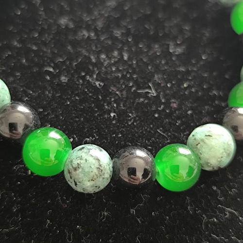 Bracelet with African Turquoise, Green Agate & Hematite, new