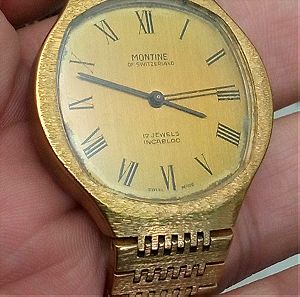 Montine of Switzerland μηχανισμός ( FHF/ST 96 ) GY vintage Ελβετικό 17 Jewels κουρδιστό συλλεκτικό ανδρικό ρολόι χειρός 1970s