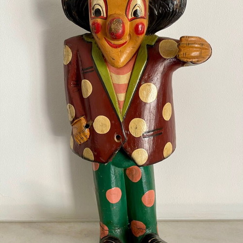Vintage wooden clown handmade used from 1960s
