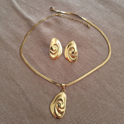 Swirl jewelry set, stainless steel, gold tone