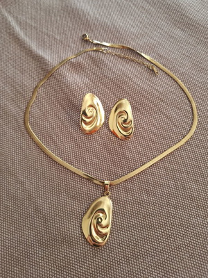 Swirl jewelry set, stainless steel, gold tone