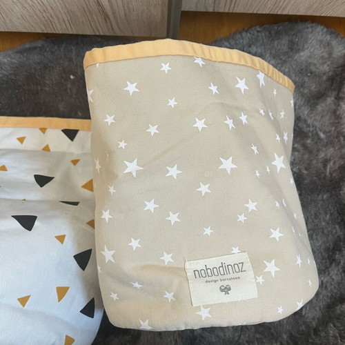 Nobodinoz storage bags cotton pouches beige and black