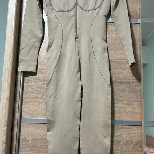 One-piece jumpsuit new, beige, elastic waist